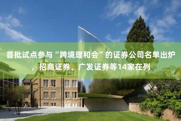 首批试点参与“跨境理和会”的证券公司名单出炉，招商证券、广发证券等14家在列