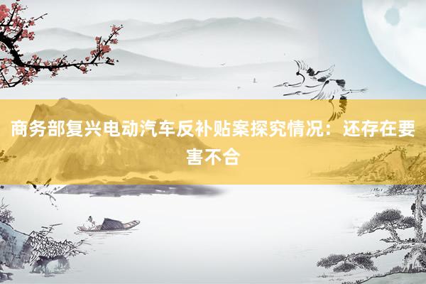 商务部复兴电动汽车反补贴案探究情况：还存在要害不合